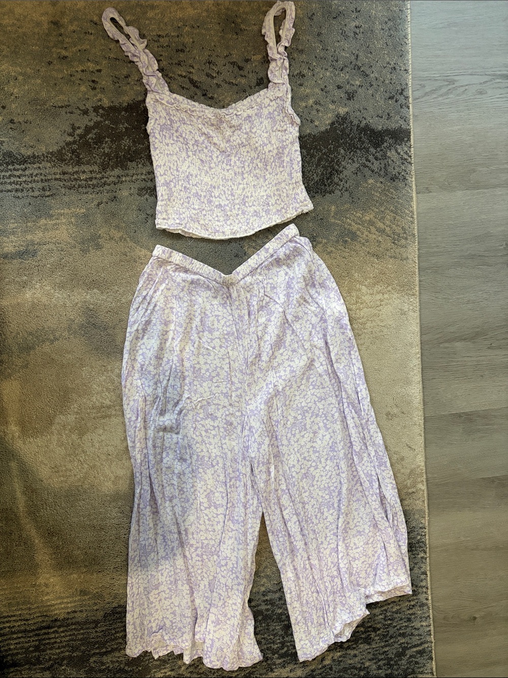Kiwi and Punch Lavender Floral Two-Piece Jumpsuit Set - Women